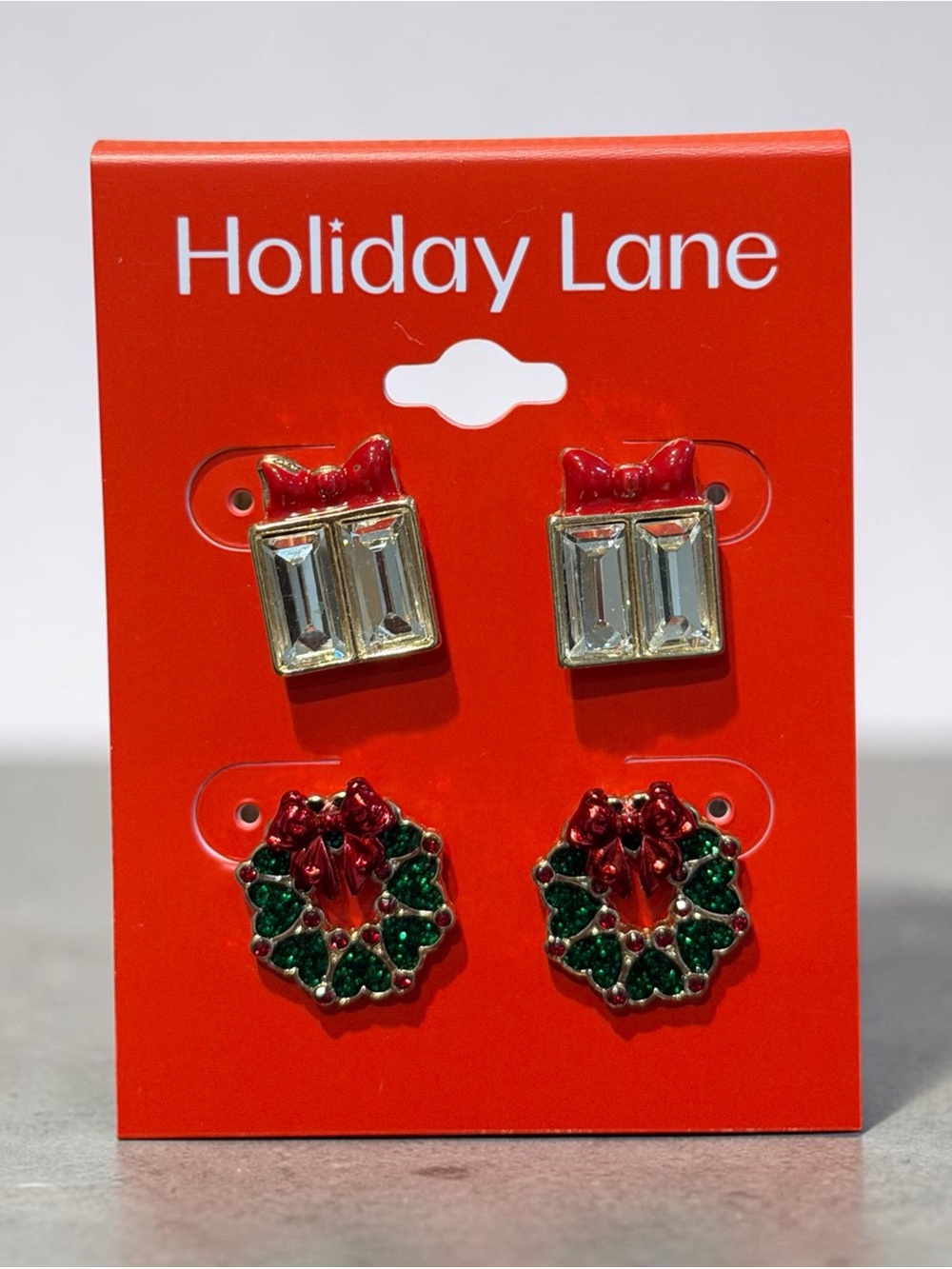 Holiday Lane Presents & Wreaths Crystal Stud Earrings Set